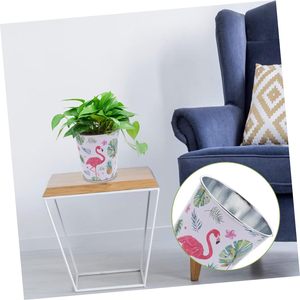 Metal Leaf <b>Printed</b> Round Bucket Planters for Gardening Versatile Plant Pots Stackable and Durable Material Galvanized Iron - Product Image 3