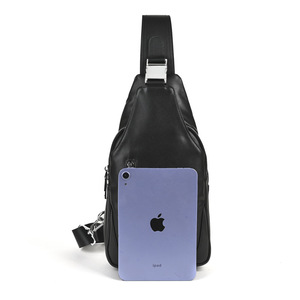 กระเป๋าหนังผู้ชายสีดำความจุขนาดใหญ่กระเป๋าสะพายข้างแบบซิปคู่แฟชั่นลำลองสำหรับใช้กลางแจ้ง - Product Image 3