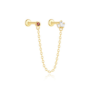 Pendientes CANNER S925 de Plata de Ley Chapada en Oro con Circonita Trapezoidal y Cadena Plana para Fiestas - Product Image 1