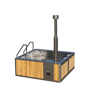 Vapasauna extérieur pour 4 personnes, bain à remous hybride, bain à remous chauffé au bois et électrique avec contrôle SpaNET, avec jets de massage - Product Image 1