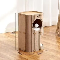 Arbre à chat multi-niveaux populaire avec grotte et maisonnette intégrées, griffoir double couche intégré pour usage domestique en intérieur