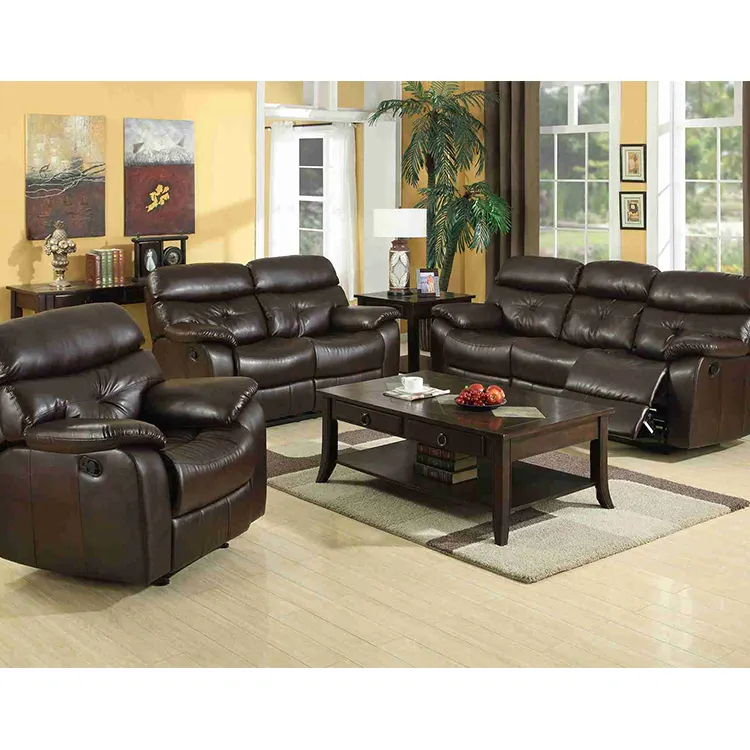 Frank Modern Luxus Schlafzimmer Braun Schwarz Air Leder Liege Sofa Set Möbel