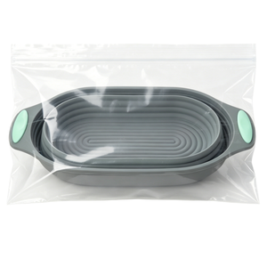 Elegante Cestello Ovale Pieghevole in Silicone <span class=keywords><strong>Grigio</strong></span> per Lievitazione Pane, Banneton per Fermentazione con Impugnatura Comoda - Product Image 3