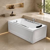 Baignoire Spa de Luxe 850x1500mm à Immersion Profonde pour Salle de Bain avec Poignées et Appui-tête Unique