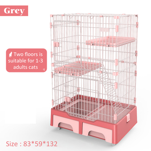 Vente en gros : Grande cage pour animaux domestiques en fil d'acier inoxydable, 3 niveaux, avec roues universelles amovibles, bac à litière et rangement - Product Image 3