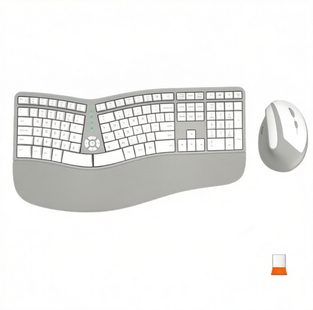 For DirectorC 2.4G Wireless Keyboard Mouse Set for Laptop Ergonomic Split Design 3200 DPI Long Battery Life Wrist Support