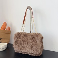 Nouveau Sac à Main en PU avec Chaîne Tendance Automne/Hiver 2026, Design Peluche, Grande Capacité et Confortable