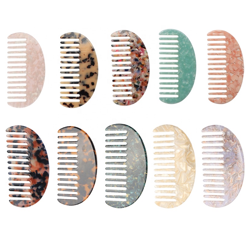 Расческа для волос из целлюлозной ацетатной целлюлозы с широкими зубьями и пользовательским логотипом