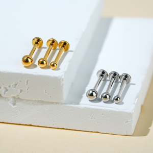 18G/16G ASTM F136 titanyum topu dişsiz itme pimi Labret düğme küpe burun Tragus kıkırdak Conch sarmal Piercing takı - Product Image 3