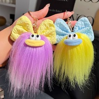 Porte-clés pendentif en peluche personnalisé, figurine de dessin animé mignonne, drôle, étrange, moche, avec lèvres Dudu et cheveux longs, pour sac
