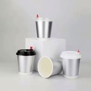 Gobelets jetables à double paroi ondulée avec couvercle, personnalisables avec logo, pour thé et café, 90 mm, 6 oz, 8 oz, 12 oz, 16 oz – Vente chaude - Product Image 2