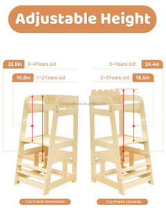 Support Montessori réglable en bois Tour d'apprentissage pour enfants Tabouret de cuisine et de salle à manger pour tout-petits et enfants pour hôtels - Product Image 4