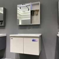 Ensemble de meubles-lavabos muraux en céramique WJL modernes, résistants à l'humidité, avec miroir, faciles à nettoyer, pour hôtels et salles de bain
