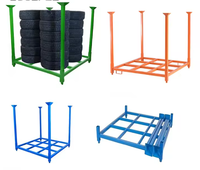 Logistique industrielle d'approvisionnement d'usine Étagères empilables pliables en métal de chariot à cage en acier de roulement pour mettre la cargaison et les pneus
