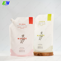 Pochette à bec verseur de 1000 ml, écologique, entièrement recyclable, de qualité alimentaire, avec logo personnalisé, pour le stockage sécurisé du shampoing et du savon liquide pour les mains