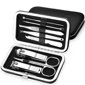 Set di tagliaunghie per Manicure Premium 8 pezzi, Kit Pedicure, strumenti per unghie in acciaio inossidabile con custodia da viaggio