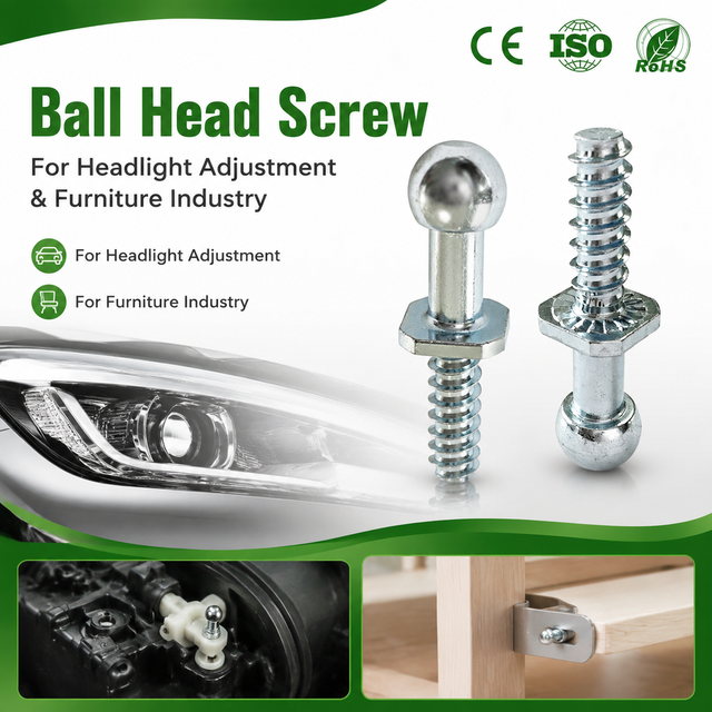 Zinc Plated Carbon Steel Ball Stud Bolt UNC Thread Ball Head Screw for Gas Spring Furniture Universal Joint Connector Support