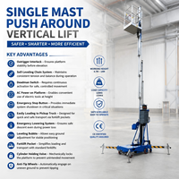 Plateforme de travail aérienne verticale à mât simple en aluminium de 6m à 10m, à pousser, à vendre