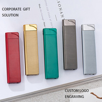 Encendedor de Cigarrillos Ultra Delgado de Acero, Moderno y Ecológico, Tipo Jet, Resistente al Viento, Recargable con Butano, Diseño Largo y Personalizado