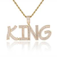 Hip Hop Nom Personnalisé Plaqué Or Laiton Micro Pave Brillant Carré Zircon Lettre Initiale Pendentif Collier Bijoux pour Rappeur Homme