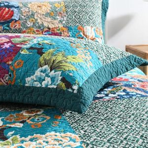 Floral Patchwork <span class=keywords><strong>Turquoise</strong></span> 3 pièces <span class=keywords><strong>couvre</strong></span>-<span class=keywords><strong>lit</strong></span> ensemble imprimé ensembles de couette literie réversible ensembles de <span class=keywords><strong>couvre</strong></span>-<span class=keywords><strong>lit</strong></span> avec taies d'oreiller pour la maison - Product Image 3