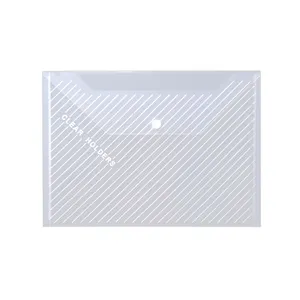 Plastic PP Material Transparent Clear Holder Printr A4 Size Document Wallet With Snap Button Stationery Files