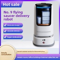 Robot Serveur Intelligent Commercial No.9 pour Hôtels, avec Évitement d'Obstacles, Capacité à Monter les Escaliers sur Plusieurs Niveaux, Blanc, Batterie 24V