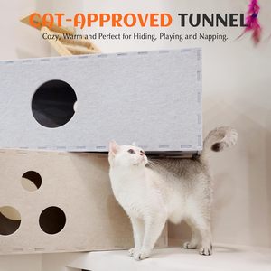 Casa para Gatos Ecológica de 2 Niveles, Túnel Resistente a Arañazos, Cueva de Fieltro, Diseño de Múltiples Entradas, Apartamentos para Espacios Pequeños, Múltiples Gatos - Product Image 5