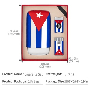 Cigarloong Cuba retro sang trọng Windproof nhẹ hơn sắc nét Cigar V cắt da bò Cigar trường hợp 3-mảnh thiết lập Phụ kiện xì gà thiết lập - Product Image 6