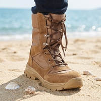 Nouvelles bottes de désert en daim pour hommes, bottes tactiques à lacets, doublure en mesh pour l'été et l'hiver, semelle en caoutchouc
