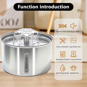 Mangeoire automatique pour animaux de compagnie Distributeur d'eau pour chat en acier inoxydable super silencieux avec fenêtre de niveau d'eau <span class=keywords><strong>Fontaine</strong></span> d'eau pour chien <span class=keywords><strong>3L</strong></span> pour boire - Product Image 5