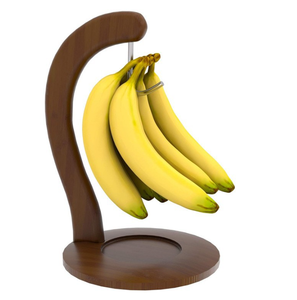 Cestino appendibile in bambù ecologico <span class=keywords><strong>a</strong></span> 1 livello per frutta con gancio porta banana - Product Image 2