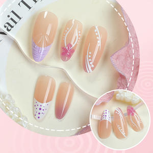 Prensa hecha a mano de almendra en las <span class=keywords><strong>uñas</strong></span> francés 3D flor Acrílico y ABS prensa en las <span class=keywords><strong>uñas</strong></span> lujo hecho a mano 10 Uds cubierta completa <span class=keywords><strong>uñas</strong></span> postizas - Product Image 4