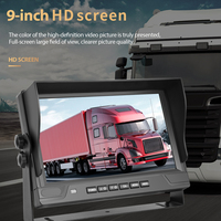 Kit de Cámara de Visión Trasera Digital AHD Podofo de 9'' con Cable, 4 Canales, Visión Nocturna IPS para Camiones, Autobuses y Autocaravanas, 12V-24V, con Grabación