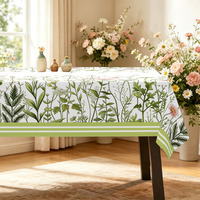 Nappe à motif botanique vert, prix d'usine, écologique et lavable, pour une ambiance naturelle, en promotion