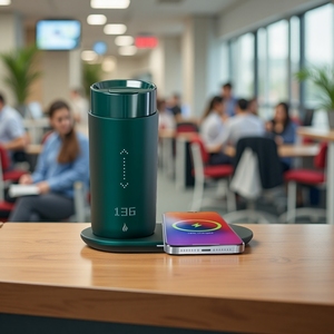 แก้วกาแฟอัจฉริยะแบบพกพา สแตนเลส เก็บความร้อน ควบคุมอุณหภูมิได้ <span class=keywords><strong>ชา</strong></span>ร์จไฟได้ เหมาะสำหรับใช้ในสำนักงาน - Product Image 5