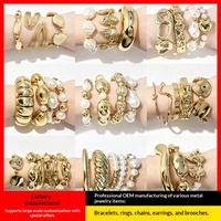 Ensemble de bracelets multicouches superposés géométriques exagérés style punk ouvert avec perles CCB, pour femme, été, style euro-américain transfrontalier