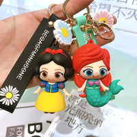 Porte-clés promotionnel en caoutchouc 3D motif princesse sirène de dessin animé mignon, accessoire personnalisé pour clés de voiture et sacs à main – Grande vente