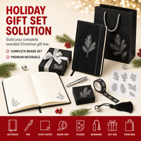 Carnet de notes personnalisé pour Noël, couverture rigide en papier noir et argenté, motif branche de pin, finition suédée A5, 80 feuilles, cadeau d'entreprise WANGHAN