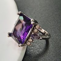 Bagues en alliage plaqué argent ZhuQian avec zircon violet mystérieux incrusté, pour femmes, délicates, pour fêtes, mariages, romantiques, vente en gros