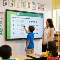 Pantalla Plana Interactiva Táctil Capacitiva de 65 Pulgadas, 20 Puntos, Pizarra Inteligente Android para Escuela