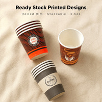 Kleine 2,5 oz papieren bekers met aangepast logo, wegwerp espresso proefbekers voor café, restaurant, hotel, evenement