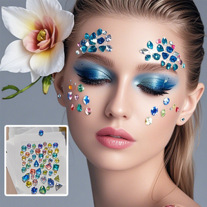 Customized Temporary <b>Face</b> <b>Gems</b> Crystal Stickers Printed for Body Application at Music <b>Festivals</b> Carnival Parties White Color - Product Image 2