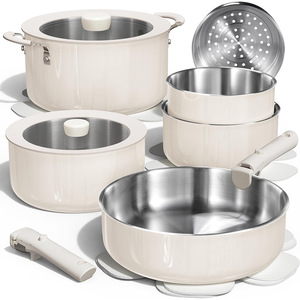 Juego de Utensilios de Cocina de Acero Inoxidable de Tres Capas, 13 Piezas, Mango Desmontable, Apto para Horno y Lavavajillas - Product Image 1