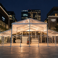 Tente transparente pour 500 personnes, structure noire simple, atrium, grande tente de mariage, toutes saisons, imperméable, pour usage extérieur
