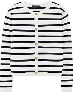 Cárdigan de Punto a Rayas Casual para Mujer, Moderno, Holgado, de Alta Calidad, Transpirable, con Botones, para Invierno - Product Image 1