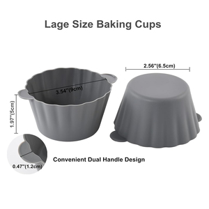 Tazas para hornear de silicona grandes antiadherentes reutilizables, revestimientos para cupcakes de silicona <span class=keywords><strong>Jumbo</strong></span> de 3,54 pulgadas, moldes para pasteles con asas - Product Image 3