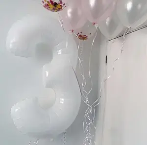 Воздушные шары в американском стиле, тонкие матовые белые, 40 дюймов, по номерам, украшение для дня рождения