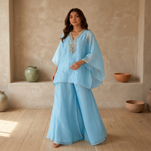 High Quality Stitched Complete Chanderi Cotton Blend <b>Kurta</b> Set for <b>Women</b> Indian Designer Ethnic Wear Festive Collection Bulk - Product Image 4