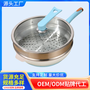 Non Stick Frying Pan Clay Coating 32Cm With Lid For Egg Cooking Multi Functional Wok Hand Wash Only Eco Friendly - Product Image 5